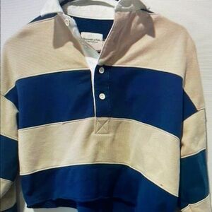 Striped Blue and Cream Rugby Shirt
